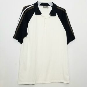 ASOS Men's Ivory White with Midnight Blue Shoulders Polo Shirt, size XL